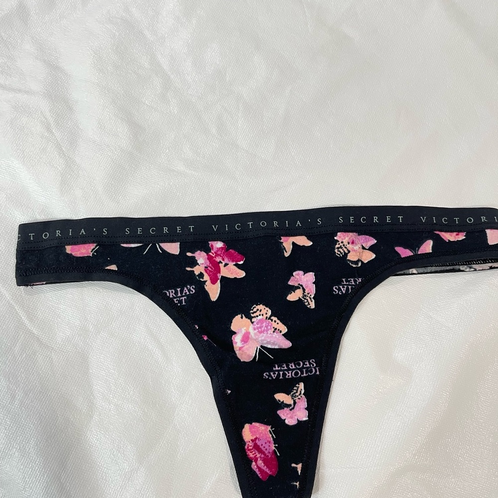 Victoria's Secret Black and Pink Butterfly Panties